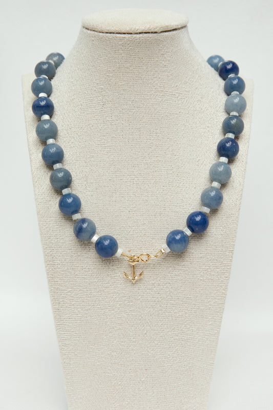 Sormiou Necklace - Blue aventurine and white mother of pearl