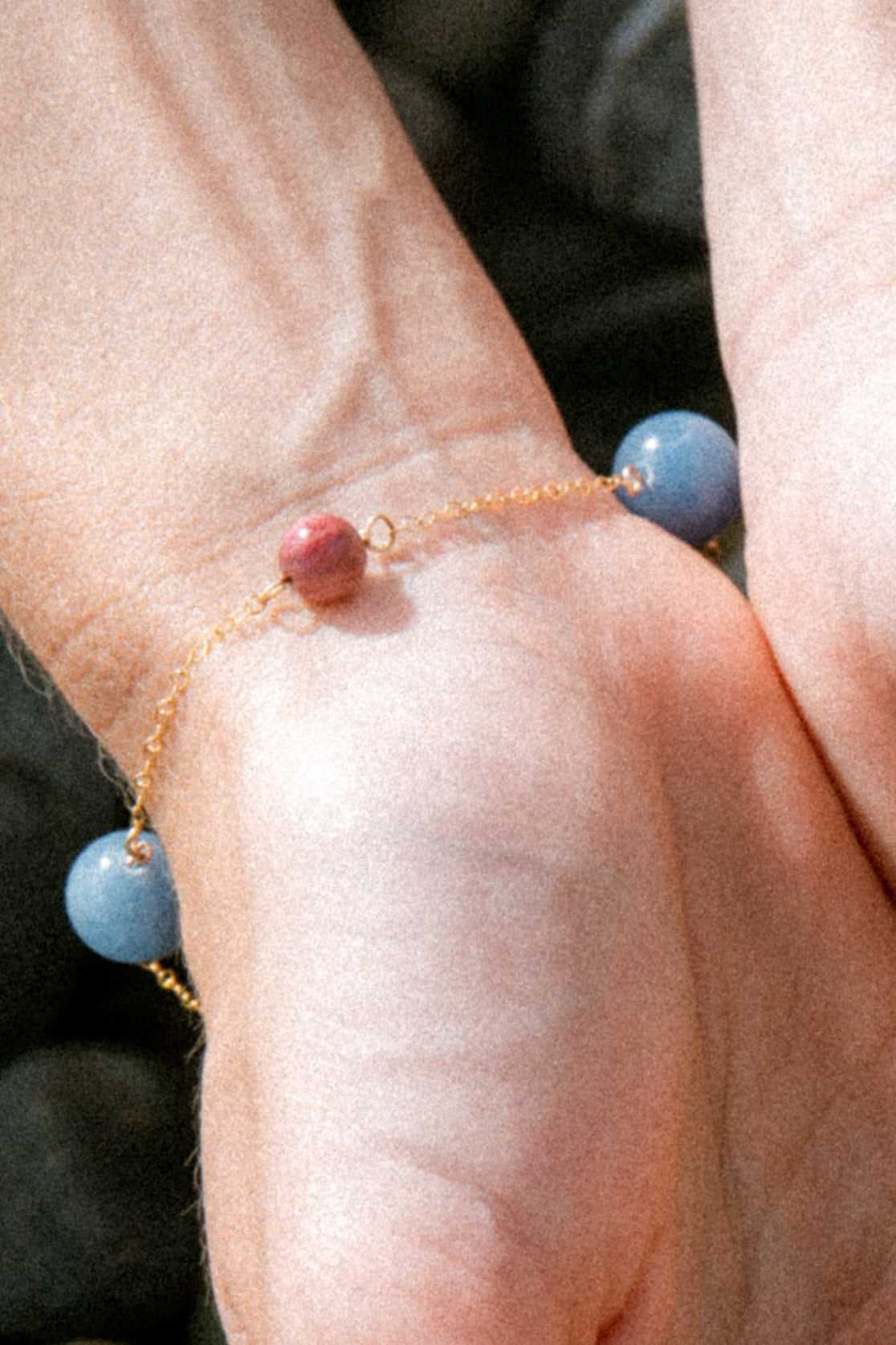 Elvire Bracelet - Pink Rhodonite and Blue Aventurine Gemstones